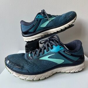 Brooks Adrenaline GTS 18 Running Shoes 9.5 Teal Navy Blue DNA Cushion Athletic